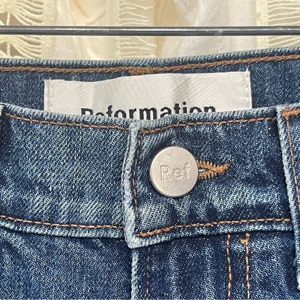 Reformation High Rise Baggy Relaxed Wide Leg Dark Denim Jeans 24/26, 0/2 - Picture 9 of 16